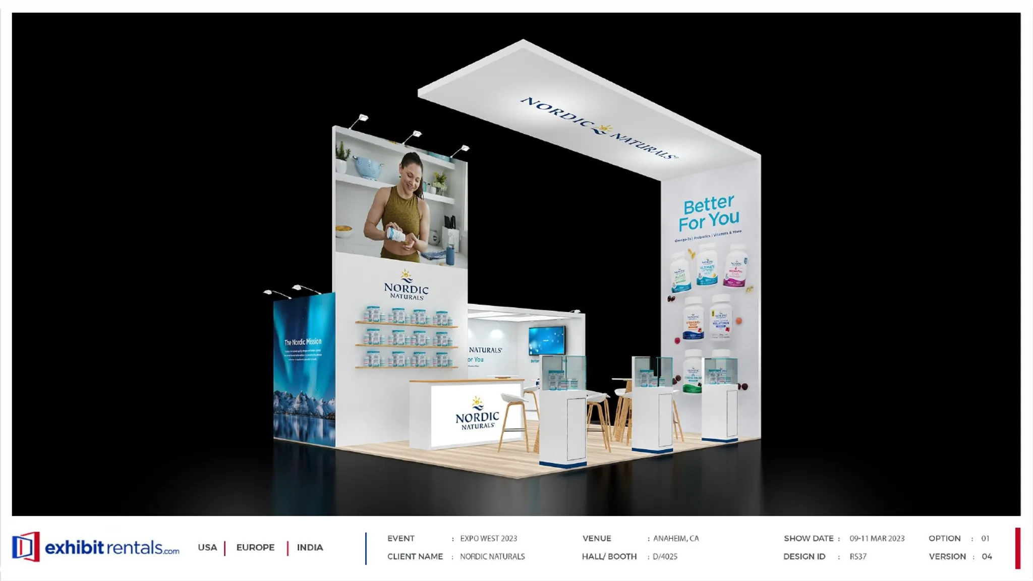 20x20 Peninsula booth design by Exhibit-Rentals